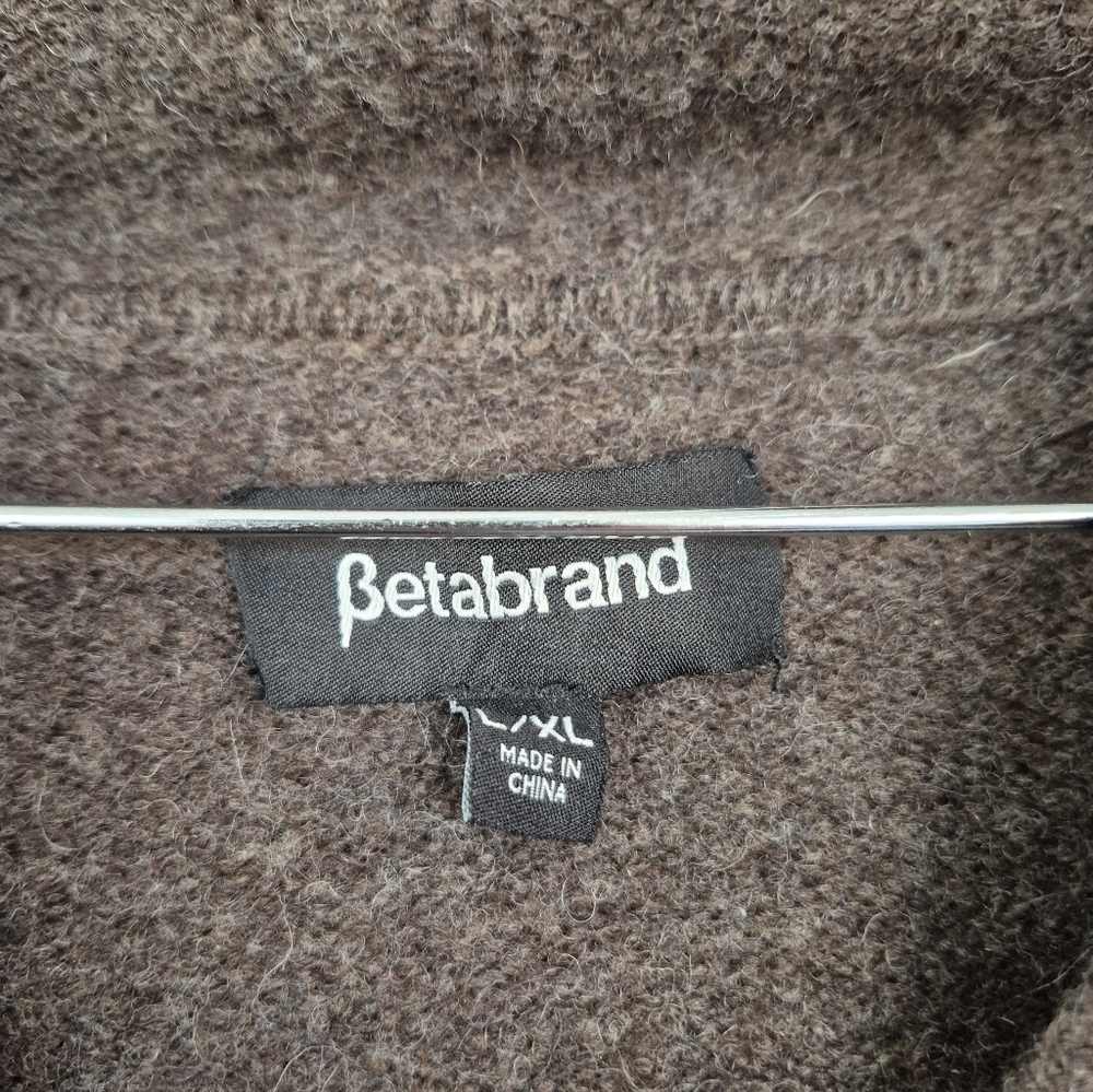 Alpaca / Wool Betabrand Brown Hooded Wrap Sweater - Picture 5 of 11